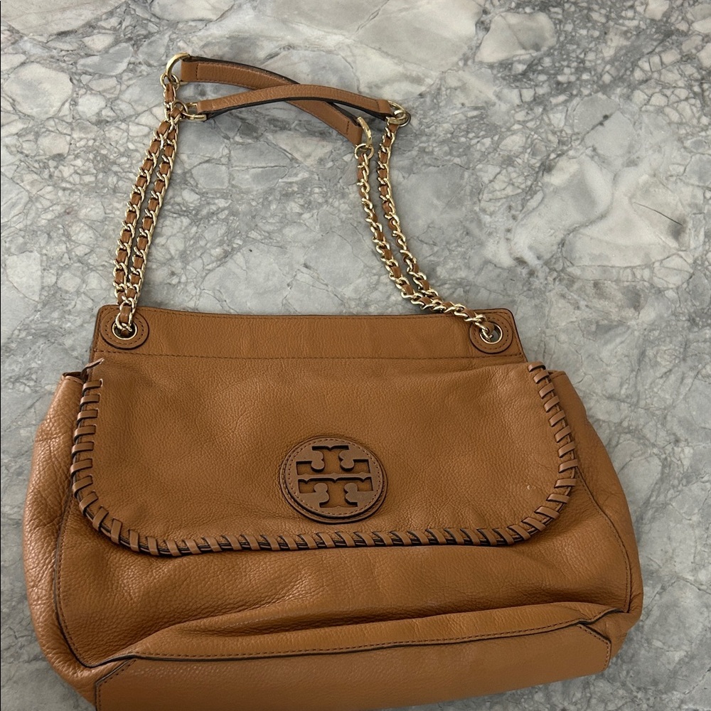 Tory Burch Brown Leather Chain Shoulder Bag